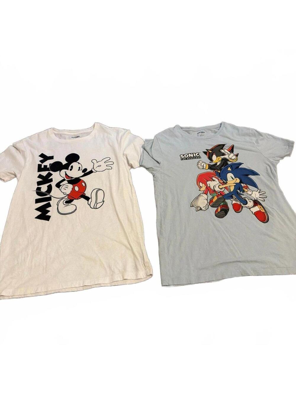 Old Navy Mens Small Lot of 2 Mickey & Sonic Graphic T-Shirts